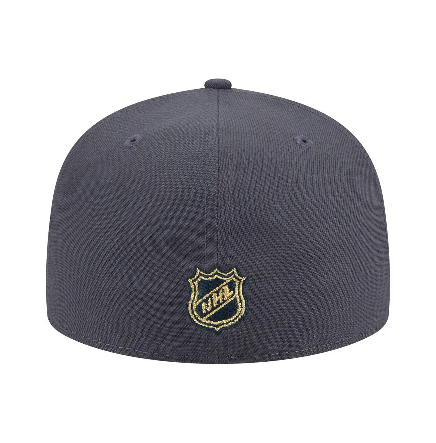 Мужская кепка New Era Gray Vegas Golden Knights Oversized Arch 59Fifty Fitted Hat — фото 4