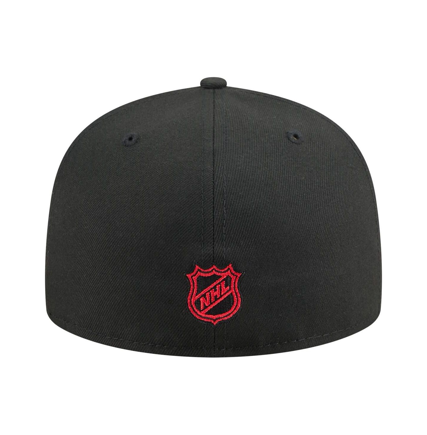 Мужская кепка New Era Black Chicago Blackhawks Oversized Arch 59Fifty Fitted Hat — фото 4