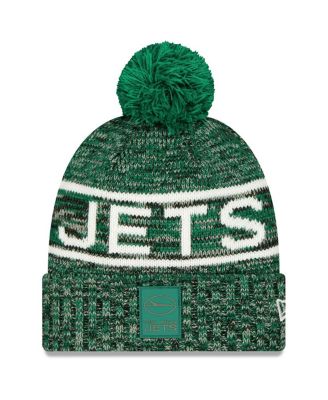 New Era - Men's Green New York Jets 2025 Sideline Cold Weather Cuffed Knit Hat with Pom