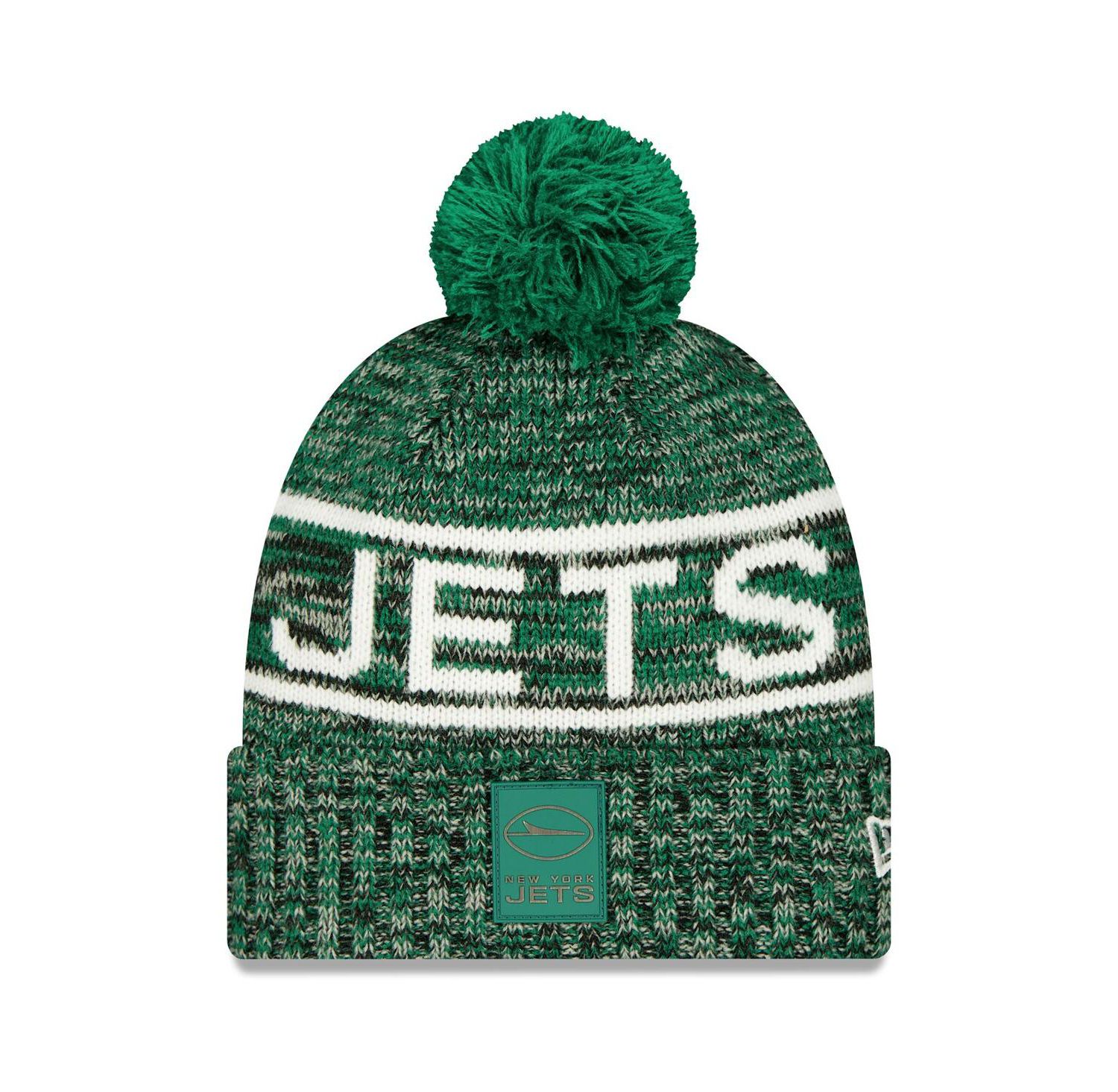 Men's Green New York Jets 2025 Sideline Cold Weather Cuffed Pom with Knit Hat