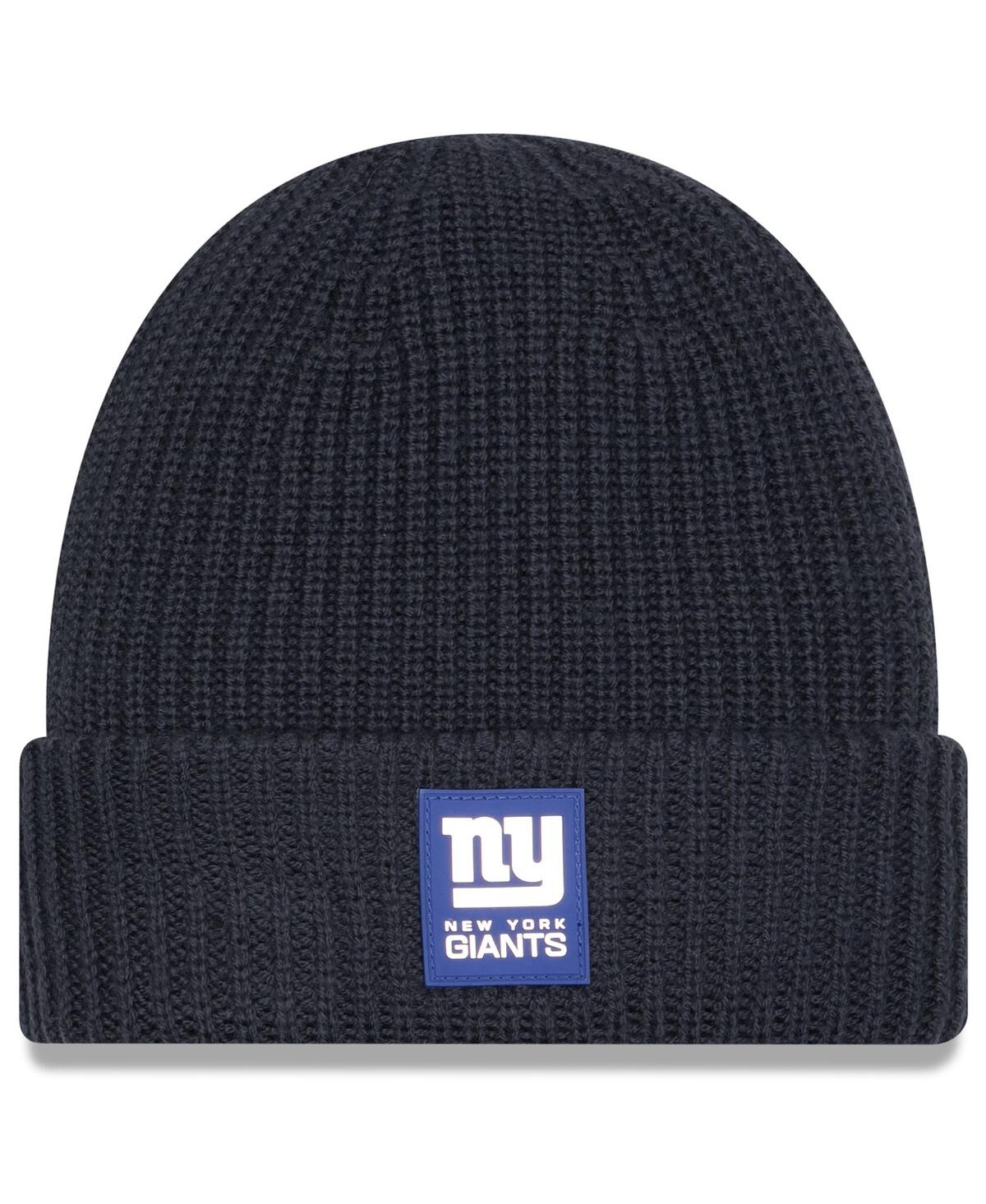 New Era Men's Charcoal New York Giants 2025 Sideline Cold Weather Cuffed Knit Hat In Black