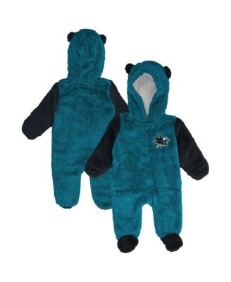 Outerstuff - Baby Boys and Girls Newborn Teal San Jose Sharks Stay Napping Fleece Bunting Full-Zip Sleeper