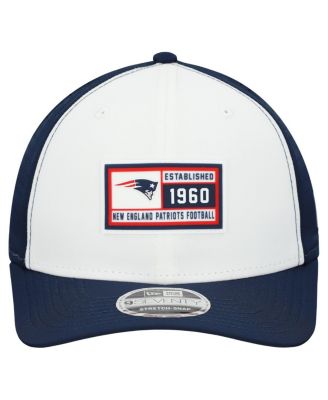 Men's White/Navy New England Patriots Established Patch 9SEVENTY Adjustable Hat
