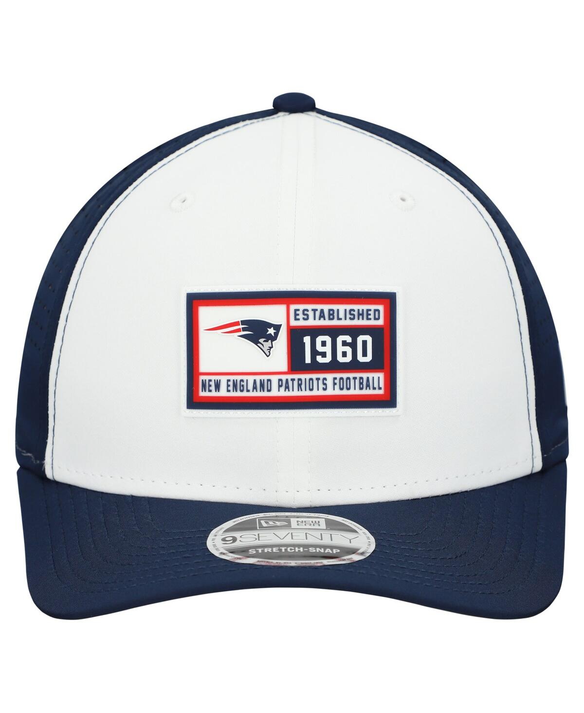 New Era Men's White/Navy New England Patriots Established Patch 9SEVENTY Adjustable Hat
