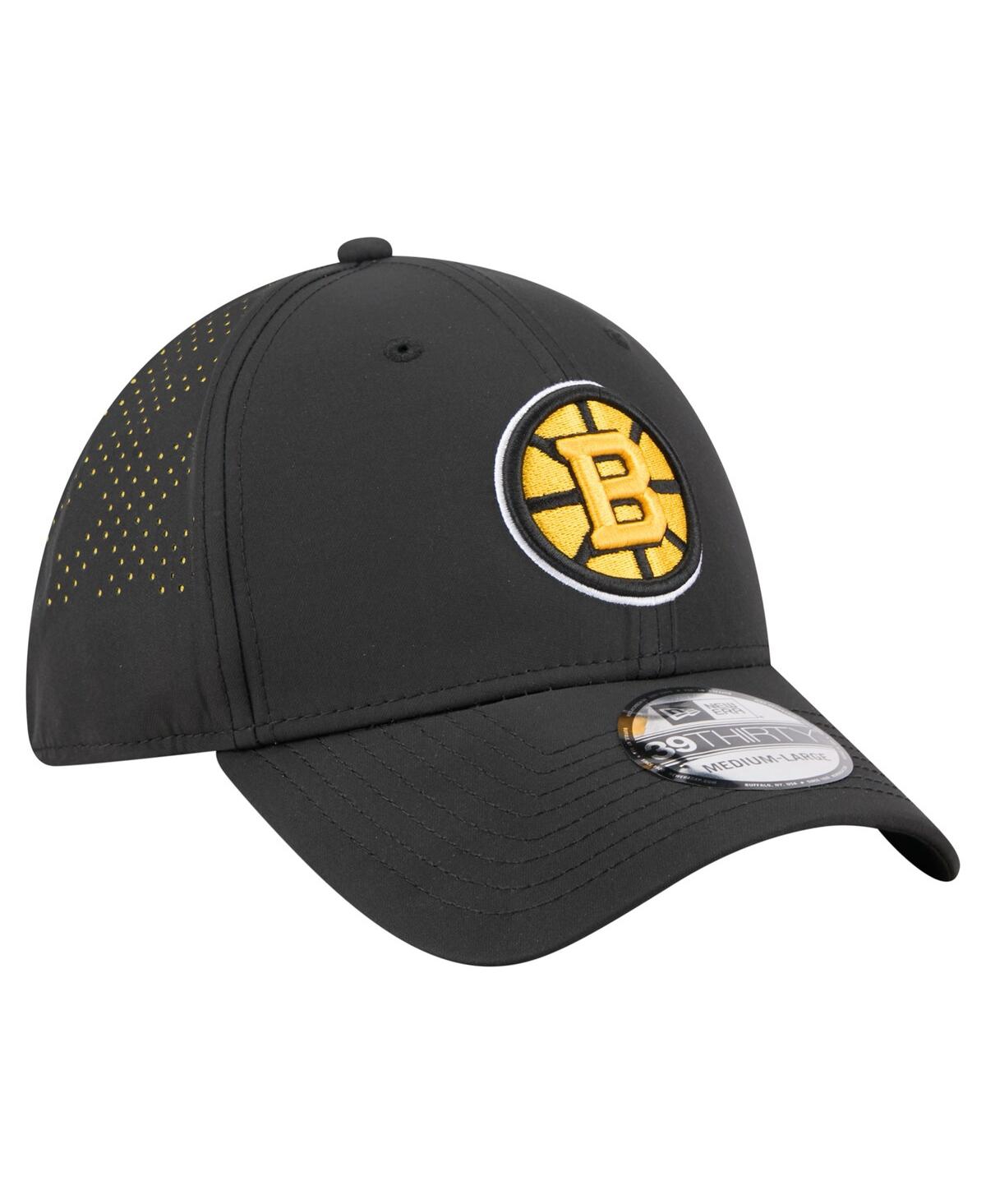 New Era Men's Black Boston Bruins Night 39THIRTY Flex Hat