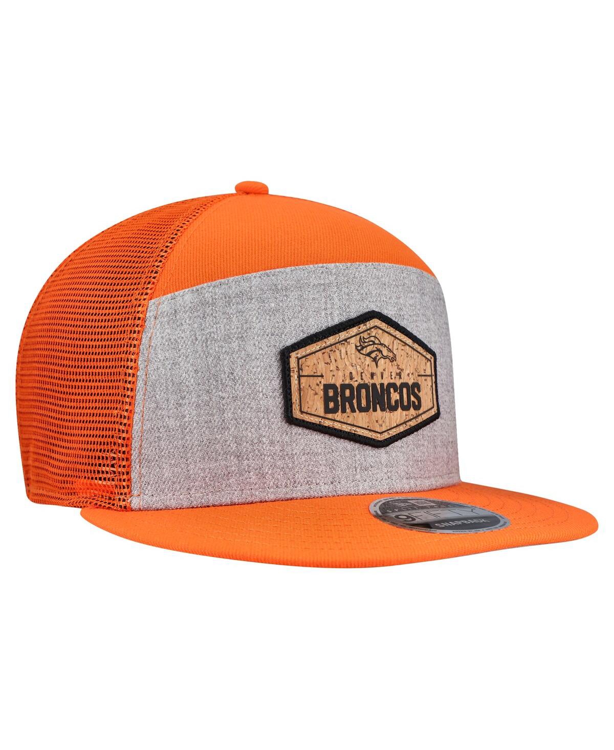 New Era Men's Gray/Orange Denver Broncos Cork Split Panel 9FIFTY Trucker Snapback Hat