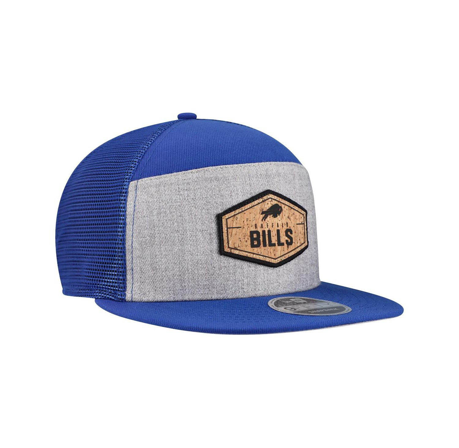 Men's Gray/Royal Buffalo Bills Cork Split Panel 9FIFTY Trucker Snapback Hat