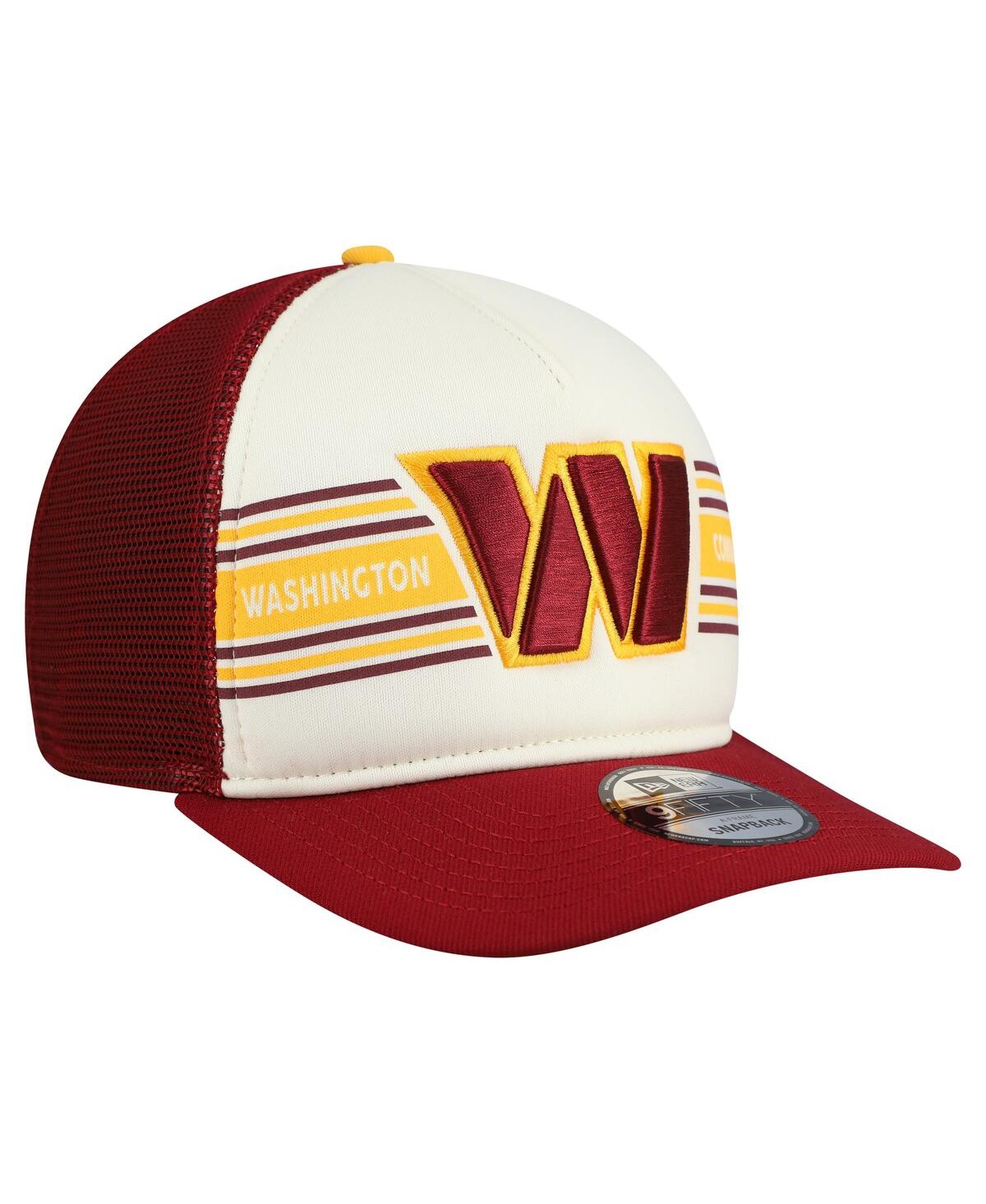 New Era Men's Cream/burgundy Washington Commanders Banner A-frame 9fifty Snapback Hat In White