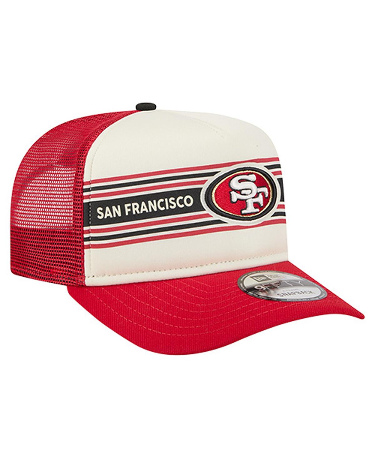 New Era Men's Cream/scarlet San Francisco 49ers Banner A-frame 9fifty Trucker Snapback Hat In White