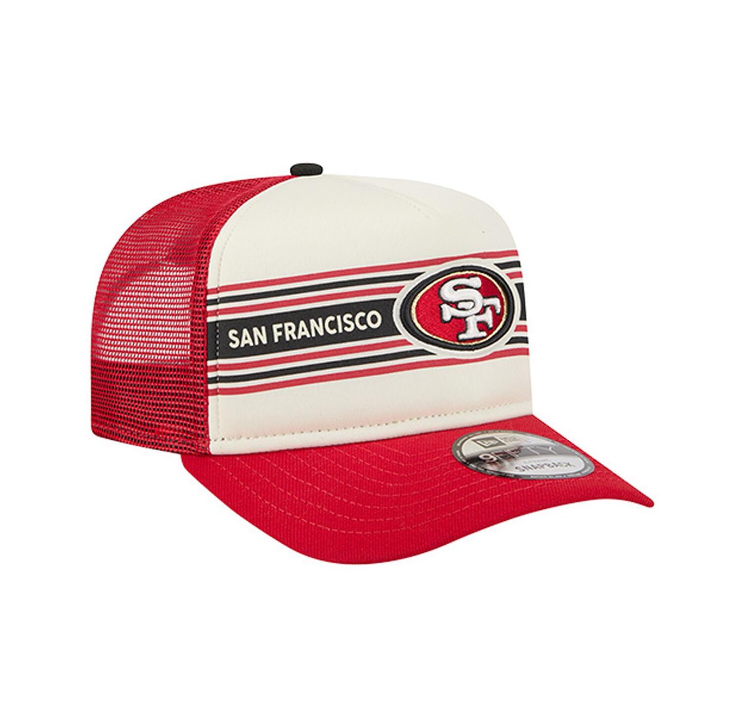 Men's Cream/Scarlet San Francisco 49ers Banner A-Frame 9FIFTY Trucker Snapback Hat