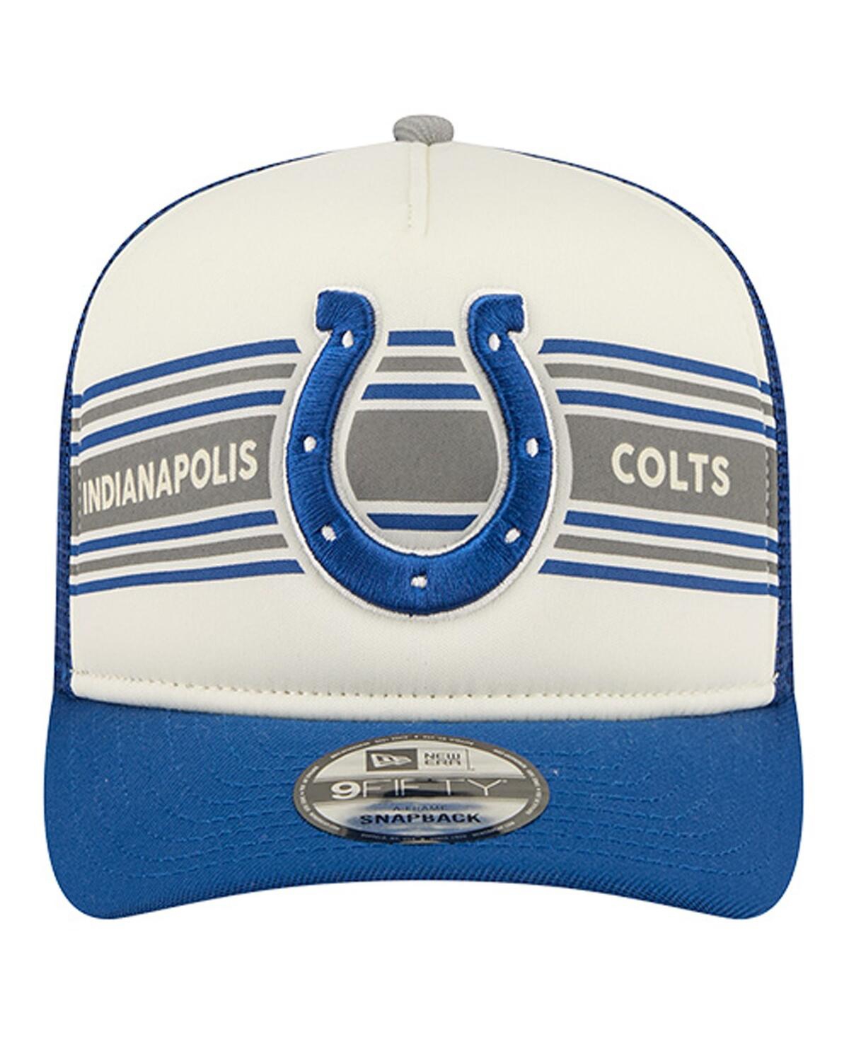 New Era Men's Cream/royal Indianapolis Colts Banner A-frame 9fifty Trucker Snapback Hat In White