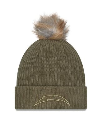 New Era - Women's Dark Green Los Angeles Chargers 2025 Salute to Service Cuffed Knit Hat with Pom