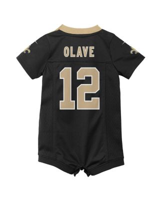 Baby Boys and Girls Chris Olave Black New Orleans Saints Game Romper Jersey