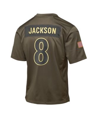 Big Boys and Girls Lamar Jackson Olive Baltimore Ravens 2025 Salute to Service Game Jersey