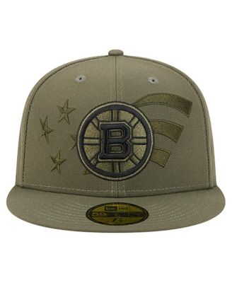 Men's Olive Boston Bruins Military Appreciation Flag 59FIFTY Fitted Hat