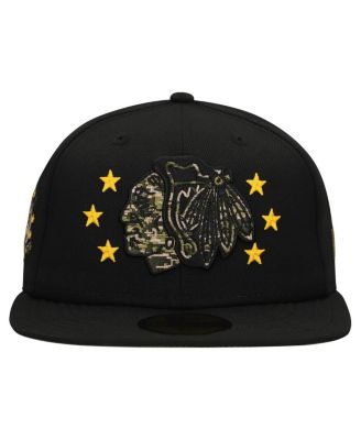 Men's Black Chicago Blackhawks Military Appreciation Digital Camo Stars 59FIFTY Fitted Hat