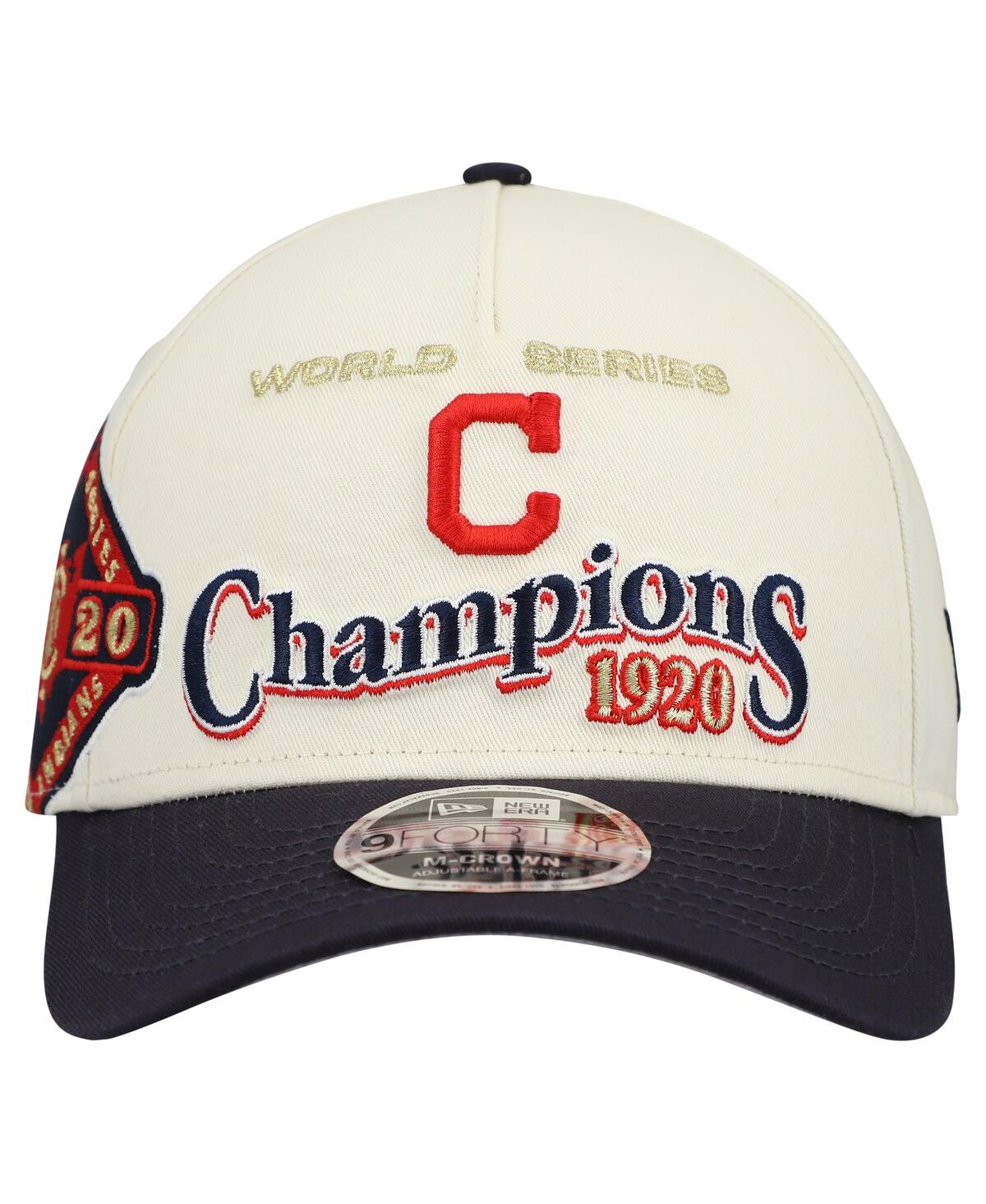New Era Men's Cream/navy Cleveland Guardians World Series 9forty M-crown Adjustable Hat In White