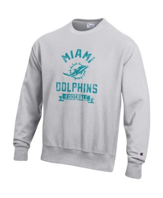 Men's Heather Gray Miami Dolphins Reverse Weave Fleece Pullover Sweatshirt