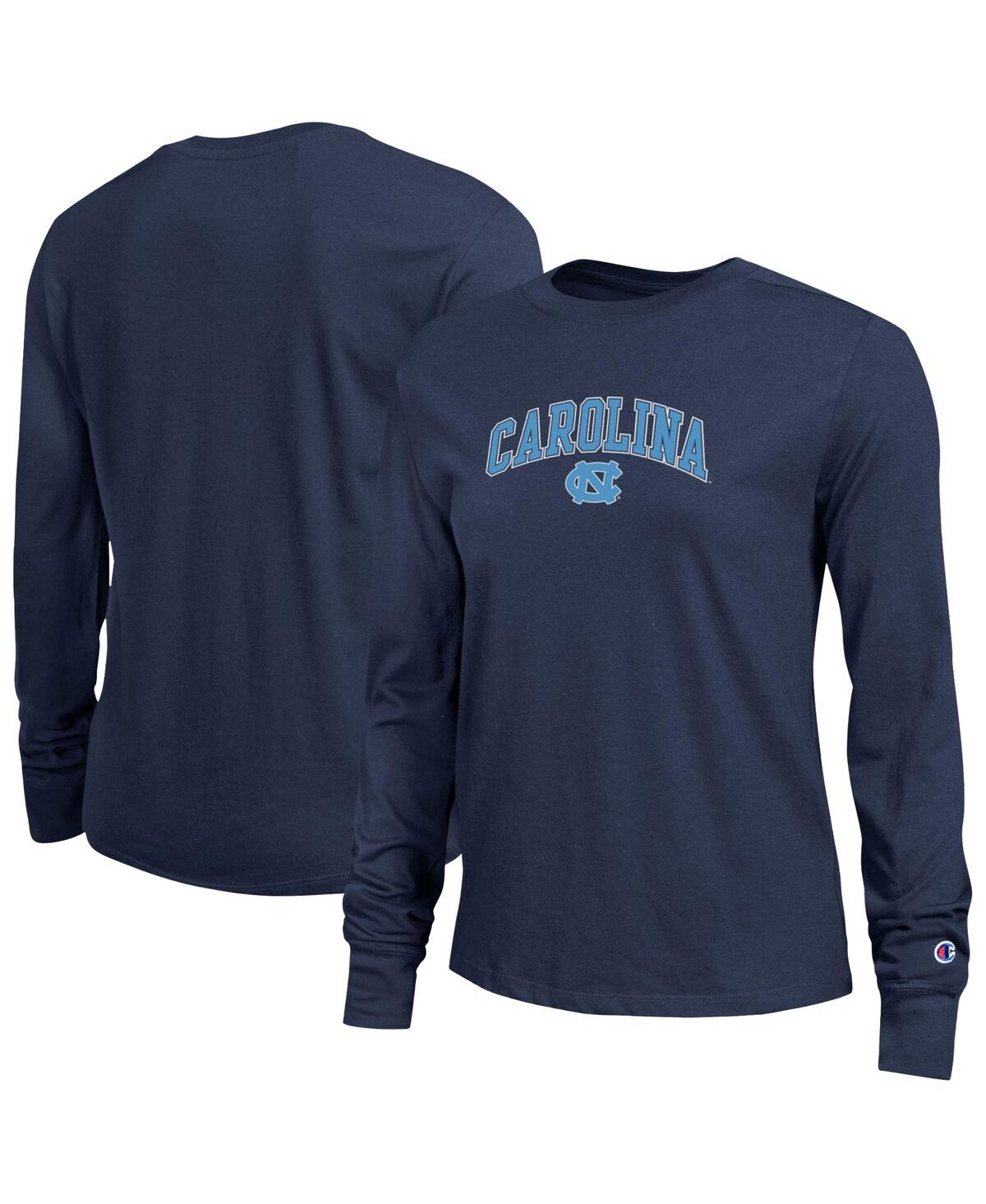 Champion Women's Navy North Carolina Tar Heels Arch Over Logo Long Sleeve T-Shirt