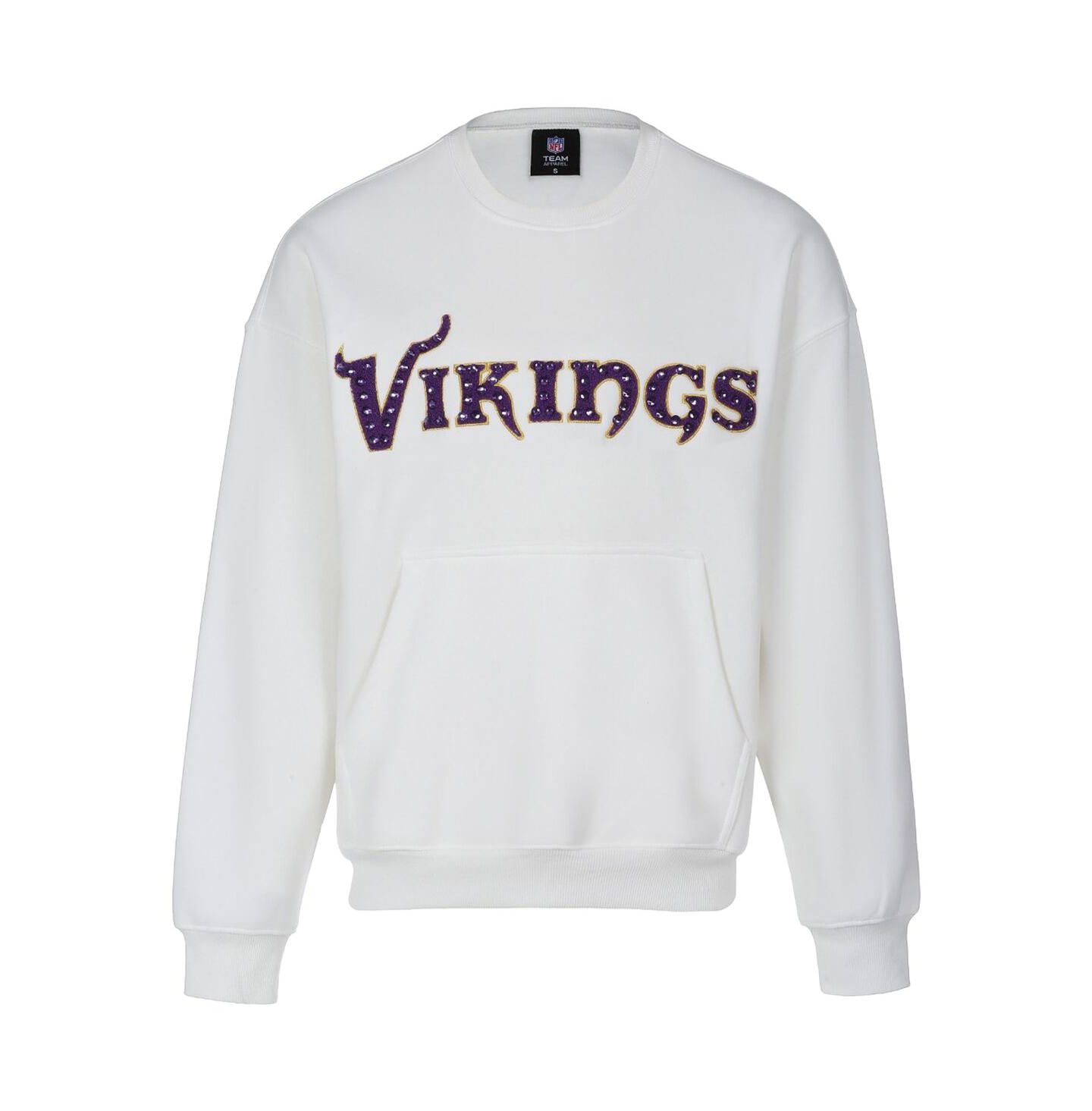 Женский свитшот Cuce Minnesota Vikings из синели со стразами, White — фото 1