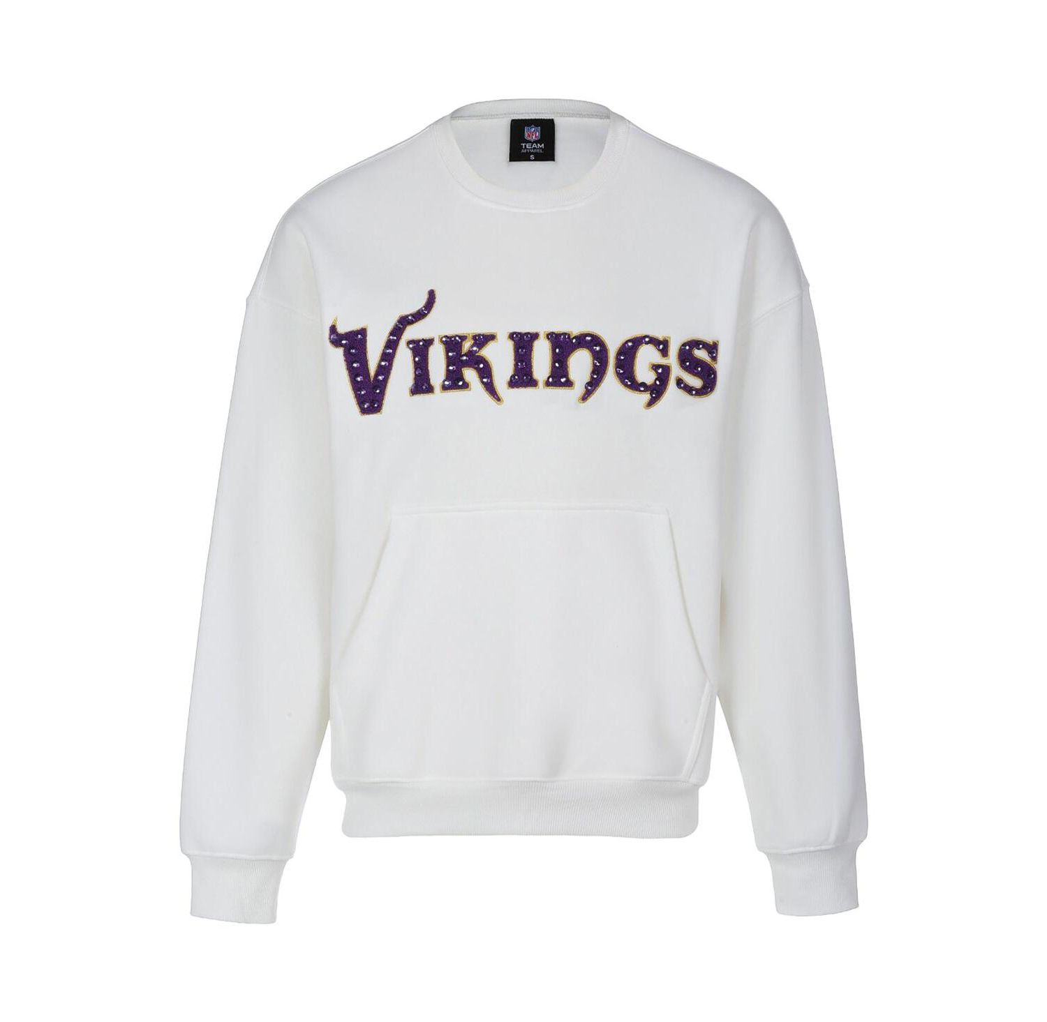 Women's White Minnesota Vikings Chenille Jeweled Sweatshirt