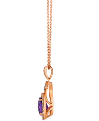 Dark Amethyst (1.14 ct. t.w.), Nude Diamond (.31 ct. t.w.) and Chocolate Diamond Pendant Necklace (.05 ct. t.w.) in 14k Strawberry Gold