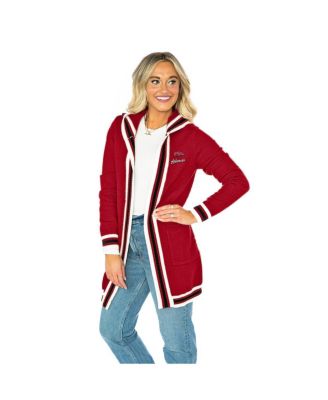 Gameday Couture - Women's Crimson Arkansas Razorbacks Tri-Blend Rounded Stripe Cardigan