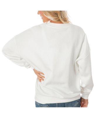 Women's White Indianapolis Colts Oversized Yard Line Tri-Blend Pullover Sweatshirt