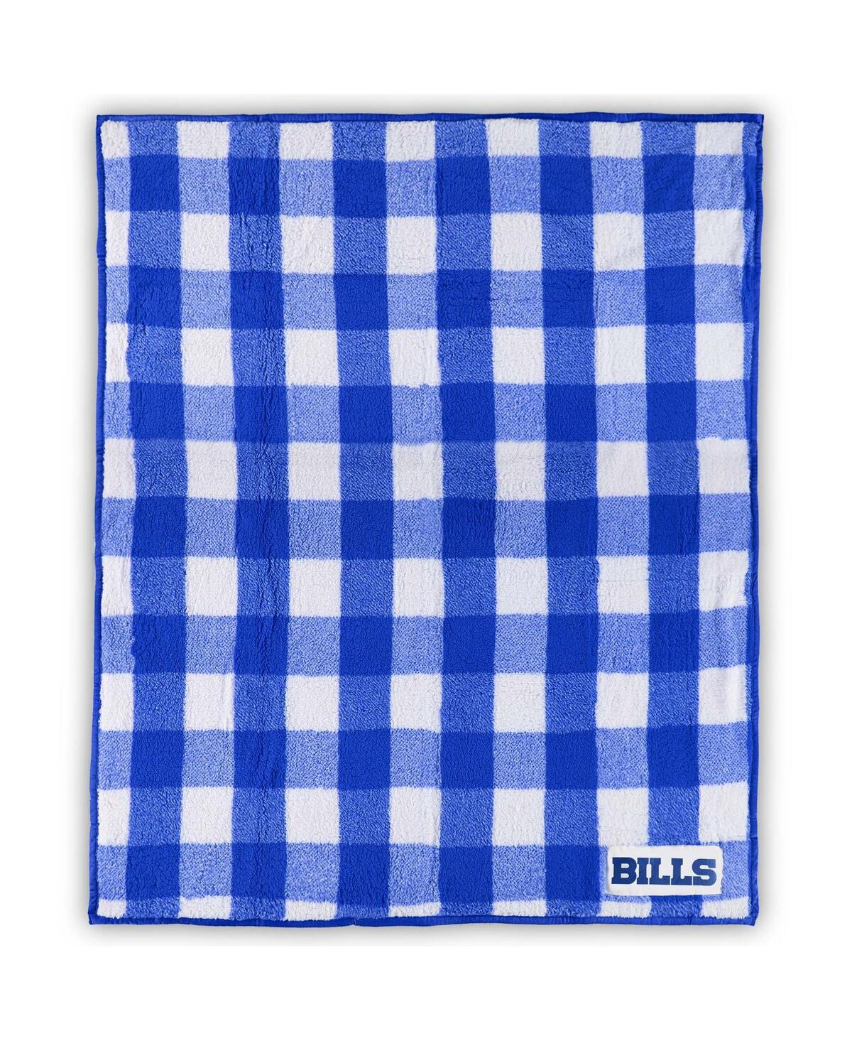 Logo Brands Buffalo Bills 50'' X 60'' Buffalo Check Frosty Fleece Blanket In Transparent