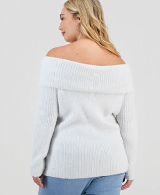 Trendy Plus Size Off-The-Shoulder Sweater