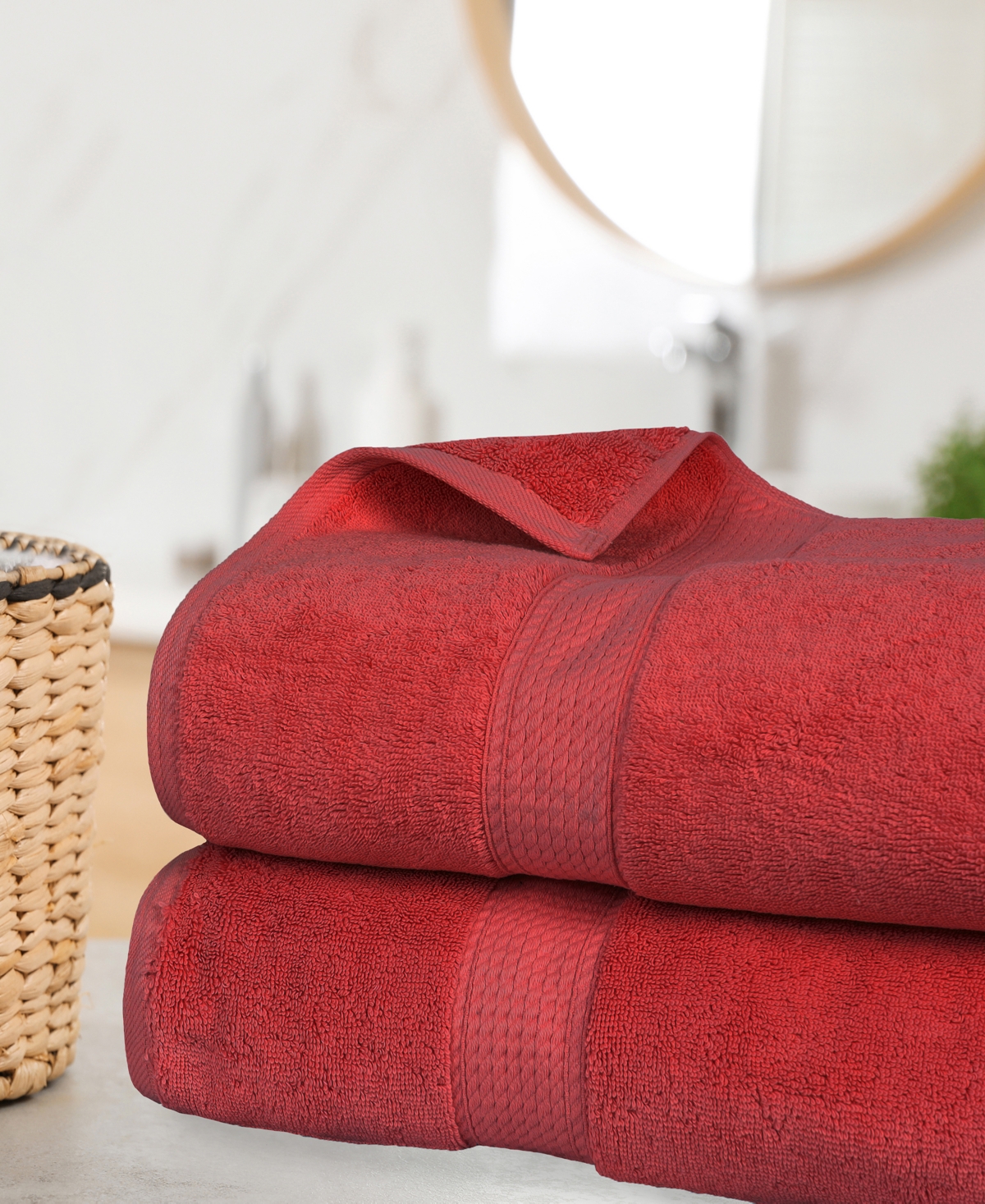 Superior 100% Egyptian Cotton 2-pc Bath Sheet Set In Red