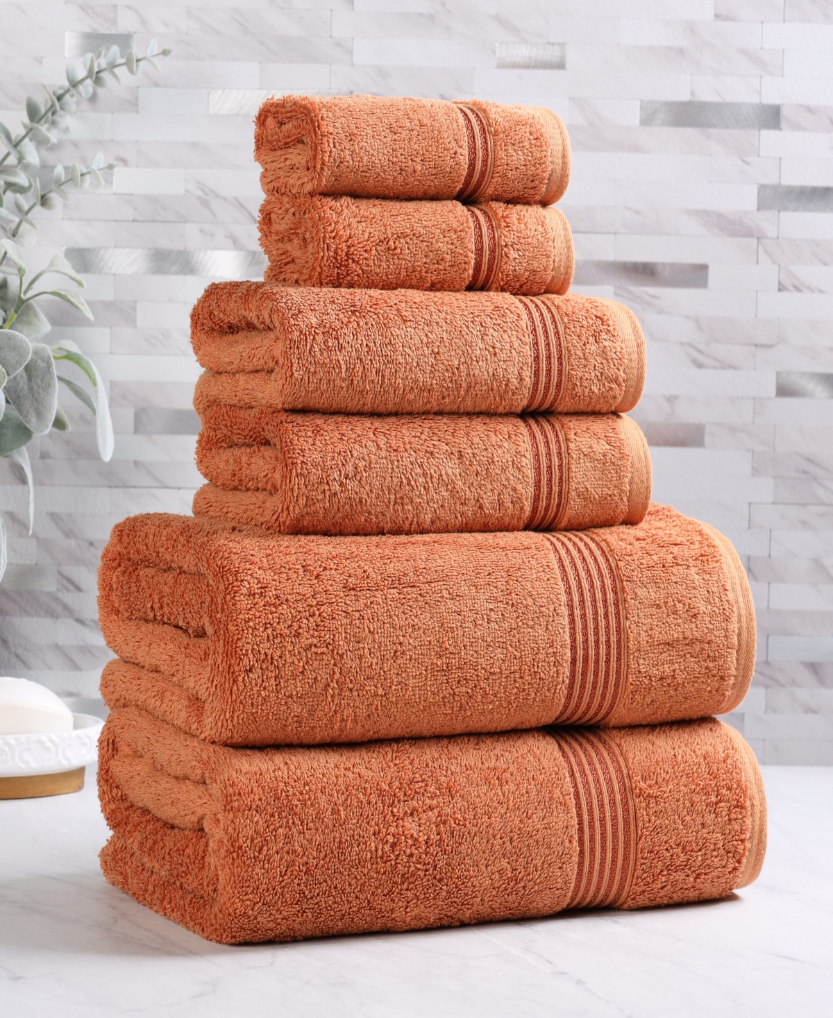 Superior Solid Quick Drying Egyptian Cotton 6 Piece Bath Towel Set