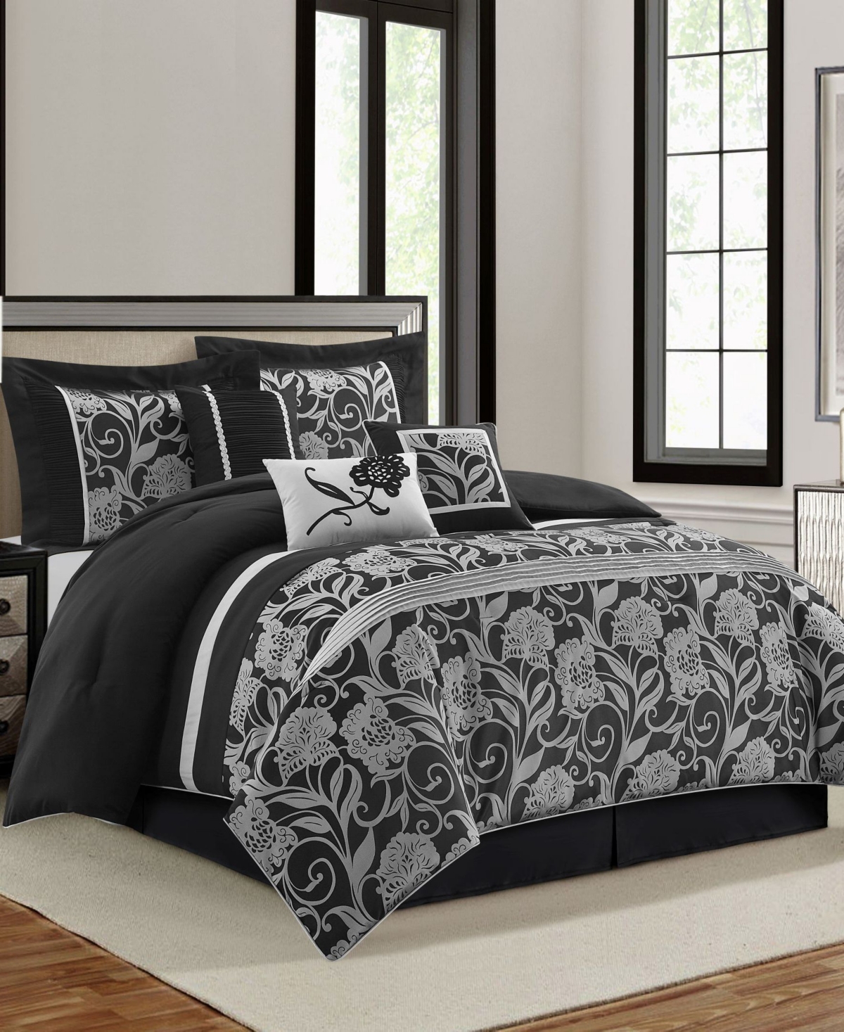 Stratford Park Mollybee 7-piece Comforter Set, Queen In Black