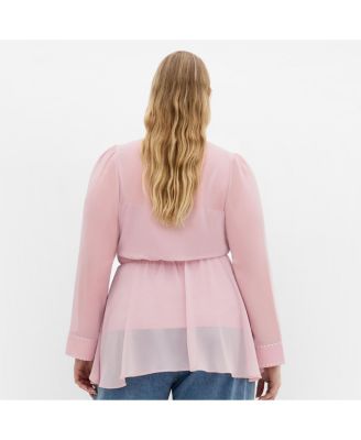 Plus Size Kara Stud Tie Neck Top