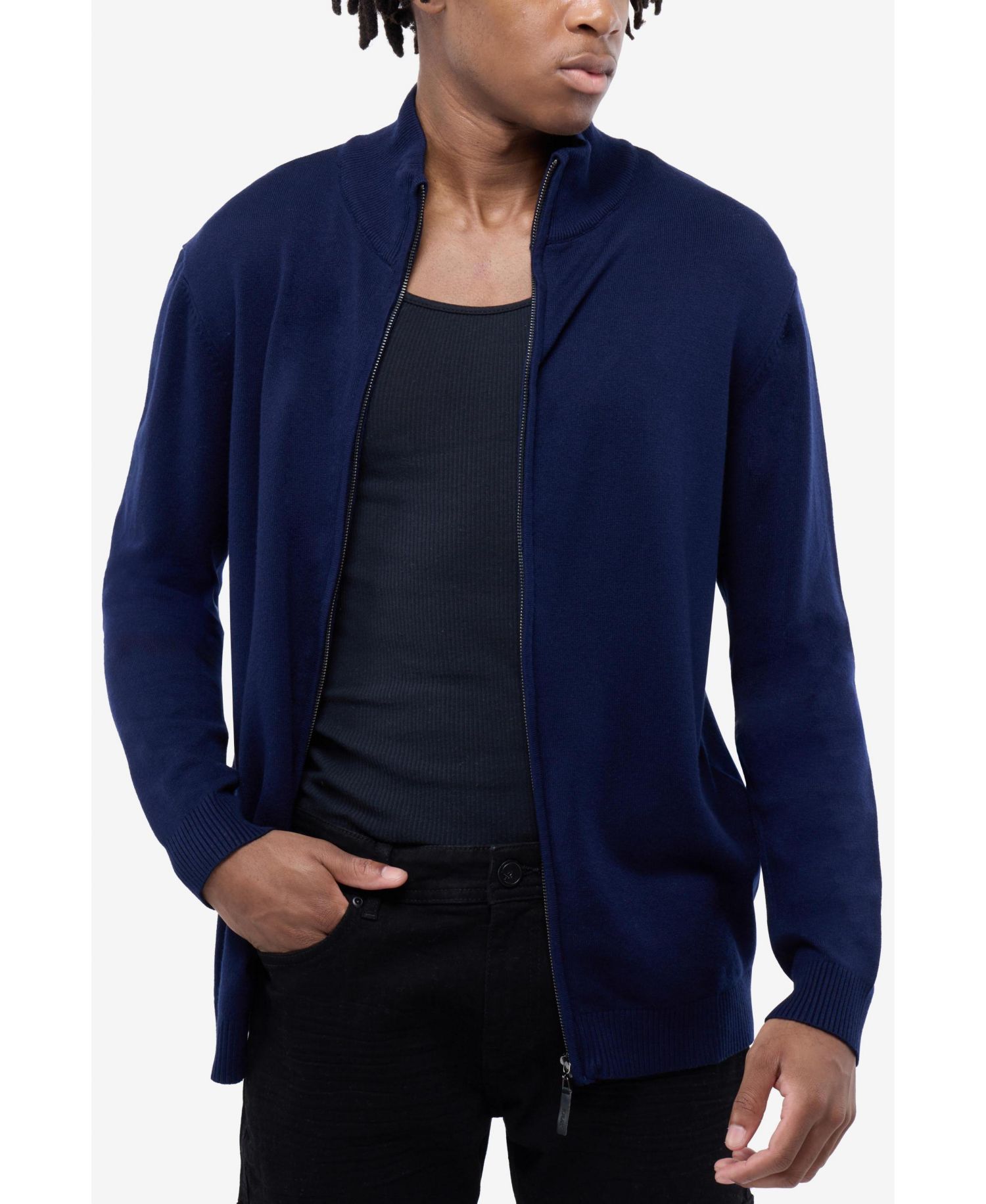 X RAY Men's Full Zip Mock Neck Sweater