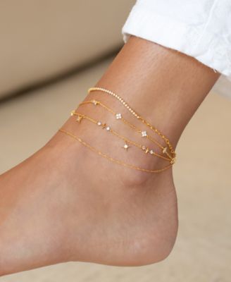 Crystal Shimmer Gold Plated Blossom Anklet