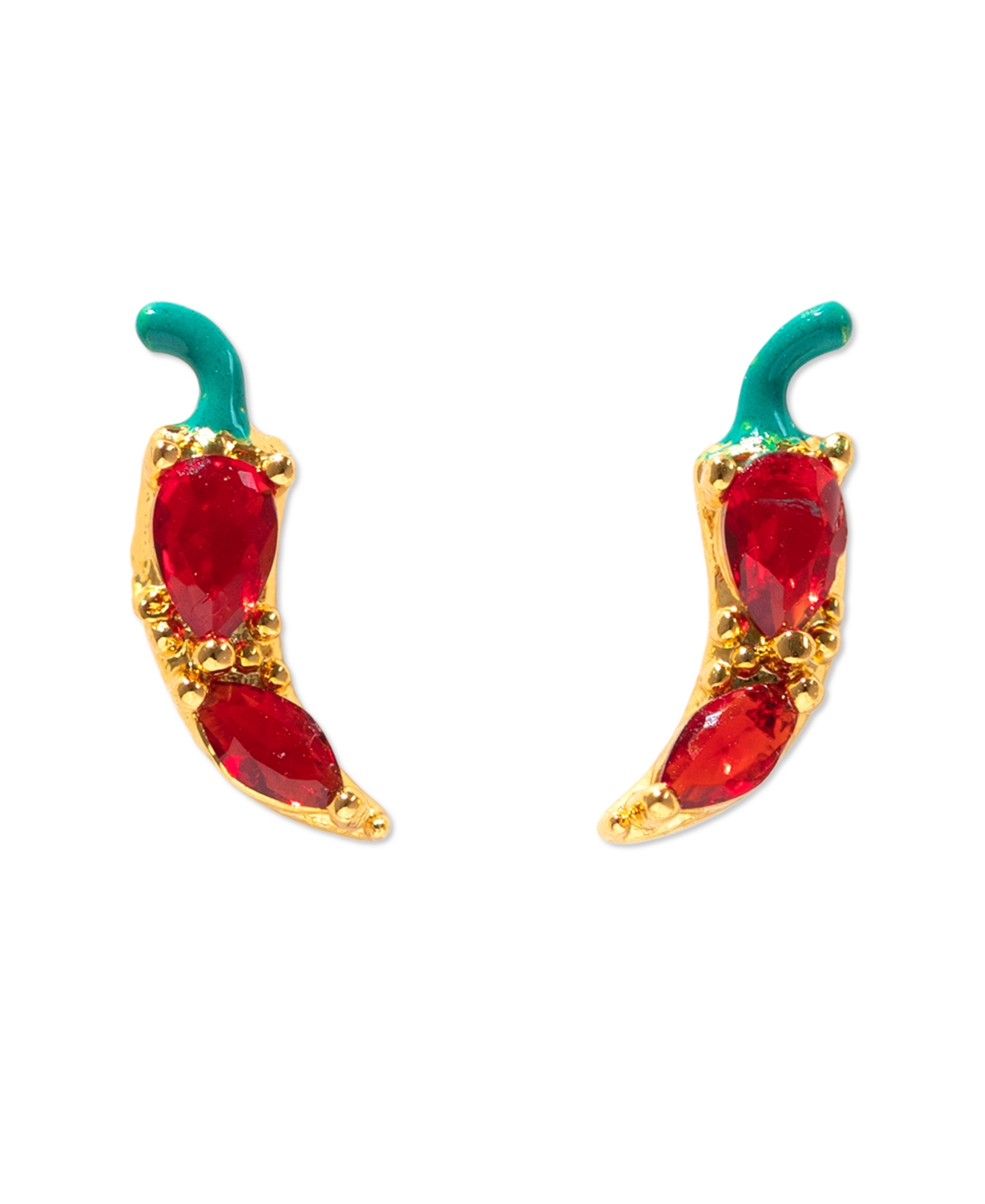 Girls Crew Crystal Gold Plated Red Hot Chili Pepper Stud Earrings