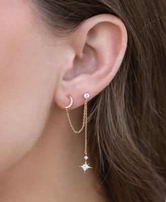 Crystal Stardust Gold Plated Double Earring
