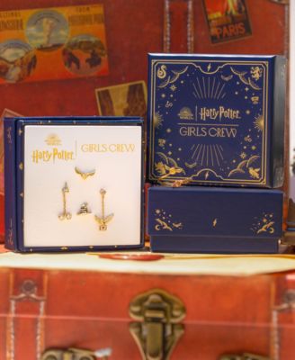 Harry Potter Back To Hogwarts Crystal Gold Plated Earring Set