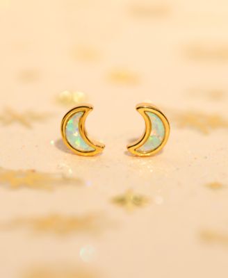Crystal Mini Faux Opal Moon Studs