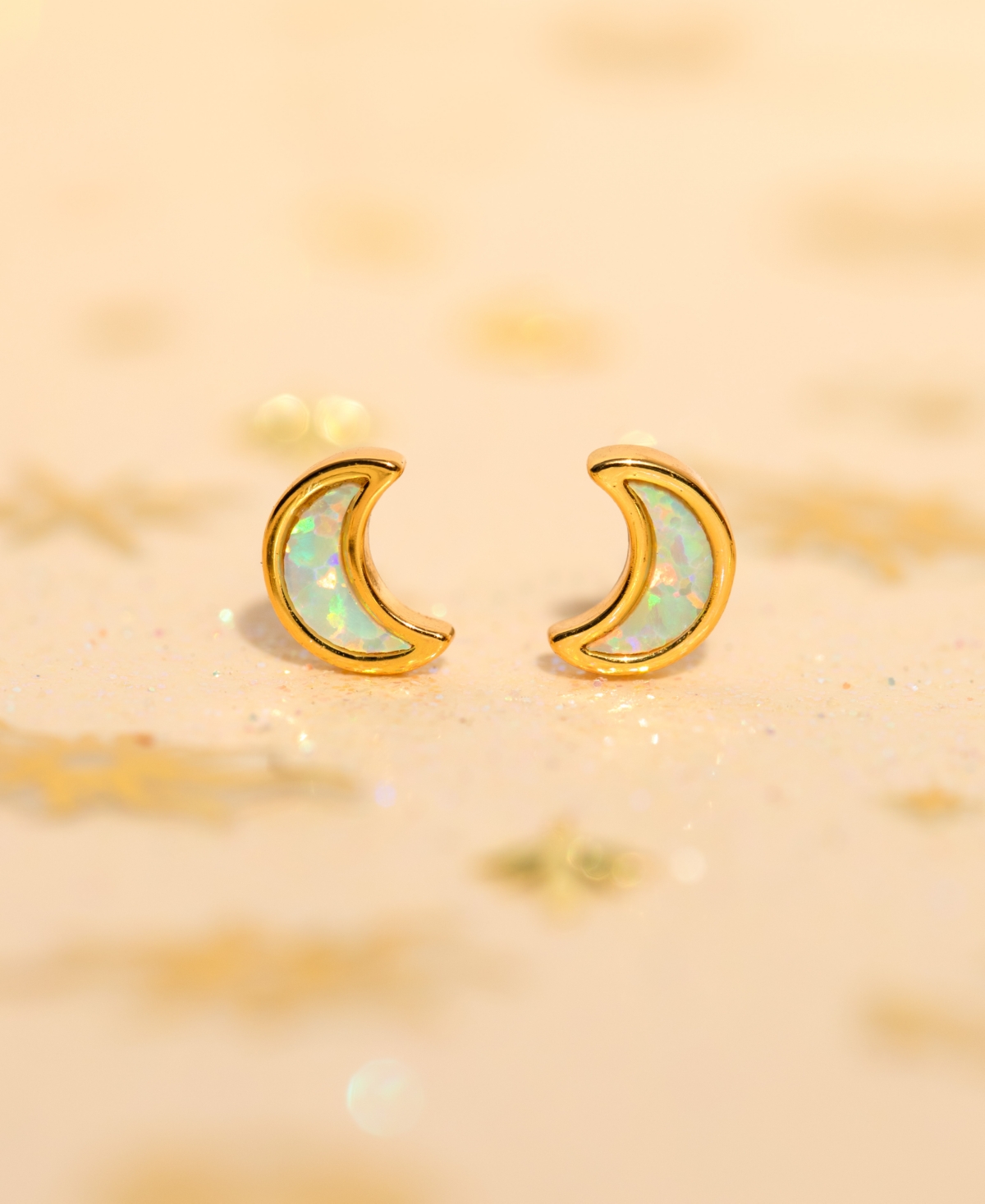 Girls Crew Crystal Mini Faux Opal Moon Studs