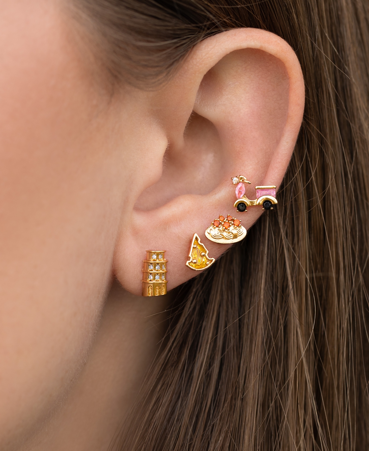 Girls Crew Crystal Gold Plated Ciao Bella Italia Stud Set