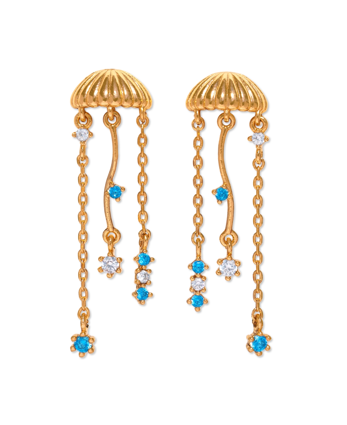 Girls Crew Crystal Jellyfish Gold Plated Dangle Earrings