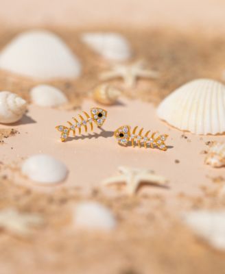 Crystal Bone To Pick Gold Plated Earrings