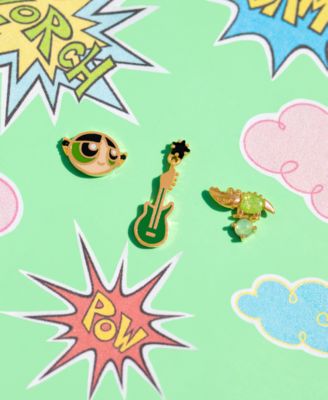 Crystal Gold Plated Enamel The Powerpuff Girls Buttercup Stud Set