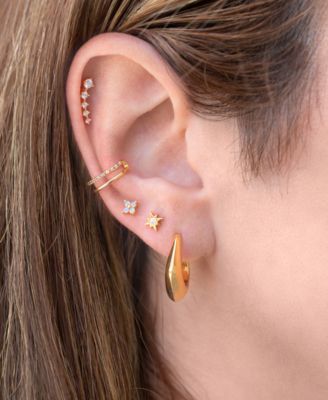 Crystal Gold Plated Star Bright Flat Back Earrings