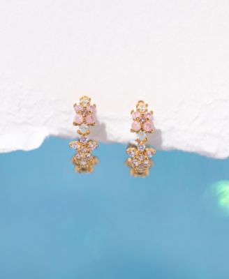 Crystal Pastel Star Gold Plated Huggie Hoop Earrings