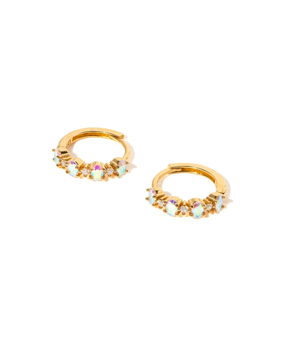 Girls Crew Crystal Gold Plated Iridescent Galaxy Hoop Earrings