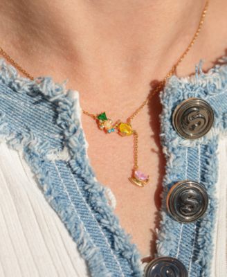 Crystal Disney Alice in Wonderland Mad Hatter Gold Plated Necklace