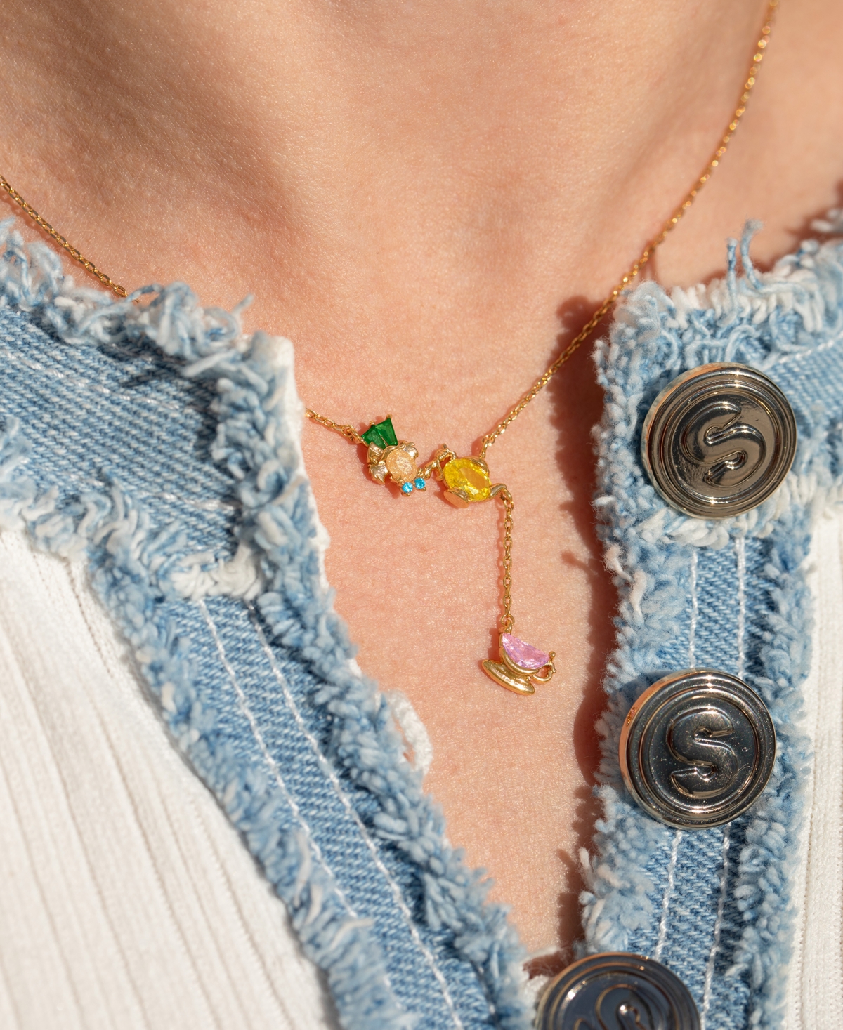 Girls Crew Crystal Disney Alice in Wonderland Mad Hatter Gold Plated Necklace